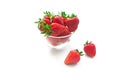 Fresh red strawberries in transparent bowl isolated on white background Royalty Free Stock Photo