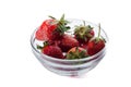 Fresh red strawberries in a transparent salad bowl on a white background Royalty Free Stock Photo