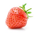 Fresh red strawberry with green leaf isolated Royalty Free Stock Photo