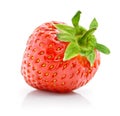 Fresh red strawberry with green leaf isolated Royalty Free Stock Photo