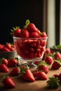 Fresh red strawberry juice in glass on black background Royalty Free Stock Photo