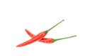 Fresh red thai hot chili isolated on white Royalty Free Stock Photo