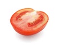 Fresh red tomato cut in half, Isolated on white background. Royalty Free Stock Photo
