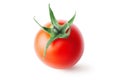 Fresh, red tomato with green stem isolated on white background. Clipping path Royalty Free Stock Photo