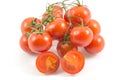 Fresh red tomato isolated on white background, tomatoes whole and a half isolated on white with clipping path Royalty Free Stock Photo