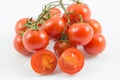 Fresh red tomato isolated on white background, tomatoes whole and a half isolated on white with clipping path Royalty Free Stock Photo