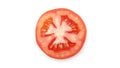 Fresh red tomato slice, Isolated on white background, Top view. Royalty Free Stock Photo