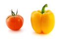 Fresh red tomato and yellow pepper