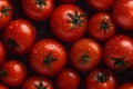 Fresh red tomatoes with water drops seamless closeup background and texture, neural network generated image