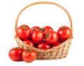 Fresh red tomatoes in wicker basket Royalty Free Stock Photo