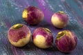 Fresh red turnip on wooden background- garden vegetable Royalty Free Stock Photo