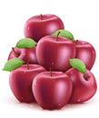 Fresh Red Wet Apples with Water Drops 3D Realistic Stacked Royalty Free Stock Photo