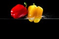 Bell pepper in water with splash Royalty Free Stock Photo
