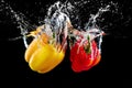 Bell pepper in water with splash Royalty Free Stock Photo