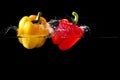 Bell pepper in water with splash Royalty Free Stock Photo