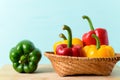Fresh red, yellow and green bell peppers Royalty Free Stock Photo