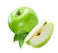 fresh ripe apple with slice isolated white background. A sample for design Royalty Free Stock Photo