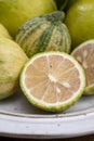 Fresh ripe bergamot citrus fruit and pink tiger lemons Royalty Free Stock Photo