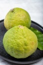 Fresh ripe bergamot orange fruits, fragrant citrus used in earl grey tea, medicine and spa treatments Royalty Free Stock Photo