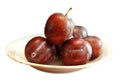 Fresh Ripe Black Plums In A White Plate Isolated On White Background Royalty Free Stock Photo