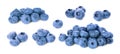 Fresh ripe blueberries isolated on white, set Royalty Free Stock Photo
