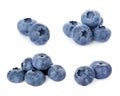 Fresh ripe blueberries isolated on white, set Royalty Free Stock Photo