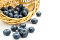 Fresh ripe blueberries in wicker basket Royalty Free Stock Photo