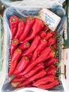 Fresh Cretan Red Peppers at Greek Fruit and Vegetable Shop, Greece