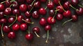 Fresh ripe cherries background. Top down view Royalty Free Stock Photo