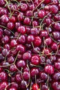 Fresh ripe cherries background, top view. Royalty Free Stock Photo
