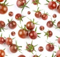 Fresh ripe cherries tomato with green peduncle seamless pattern Royalty Free Stock Photo