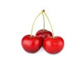 Fresh ripe cherry closeup isolated on white background Royalty Free Stock Photo