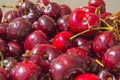 Fresh ripe cherry on a plate, top view Royalty Free Stock Photo