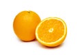 Fresh Ripe and Cut Navel Orange on the iSolated White Background Royalty Free Stock Photo