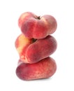 Fresh ripe donut peaches on white background Royalty Free Stock Photo