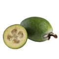 Fresh ripe feijoa fruits on a white background Royalty Free Stock Photo