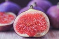 Fresh ripe figs fruits common fig or Caprifig / Ficus carica on wooden background Royalty Free Stock Photo