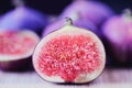 Fresh ripe figs fruits common fig or Caprifig / Ficus carica on wooden background Royalty Free Stock Photo