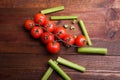 Crisp sliced celery and cherry tomato Royalty Free Stock Photo