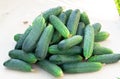 Fresh ripe green cucumbers look very appetizing Royalty Free Stock Photo