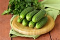 Fresh ripe green cucumbers Royalty Free Stock Photo