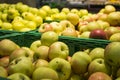 Fresh ripe green delicious apples from market