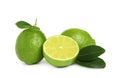 Fresh ripe green limes isolated Royalty Free Stock Photo