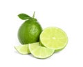 Fresh ripe green limes isolated Royalty Free Stock Photo