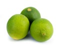 Fresh ripe green limes isolated on white background Royalty Free Stock Photo