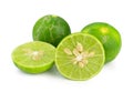 Fresh ripe green limes on white background. clipping path Royalty Free Stock Photo