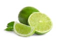 Fresh ripe green limes on white background Royalty Free Stock Photo