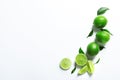 Fresh ripe green limes on white background Royalty Free Stock Photo