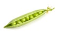 Fresh ripe green pea open pod isolated on white background Royalty Free Stock Photo