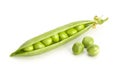 Fresh ripe green pea open pod isolated on white background Royalty Free Stock Photo